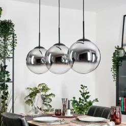 Gastor Suspension, Boule lumineuse, Suspension Chrome, Clair, Fumé, 3 lumières