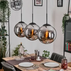 Gastor Suspension, Boule lumineuse, Suspension Chrome, Fumé, 3 lumières