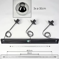 Gastor Suspension, Boule lumineuse, Suspension Chrome, Fumé, 3 lumières