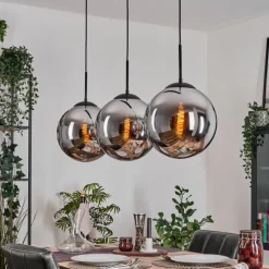 Gastor Suspension, Boule lumineuse, Suspension Chrome, Fumé, 3 lumières