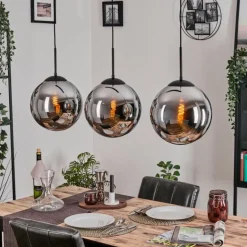 Gastor Suspension, Boule lumineuse, Suspension Chrome, Fumé, 3 lumières