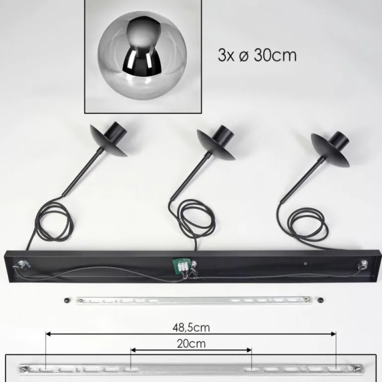 Gastor Suspension, Boule lumineuse, Suspension Fumé, 3 lumières