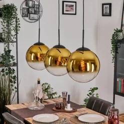 Gastor Suspension, Boule lumineuse, Suspension Or, Clair, 3 lumières