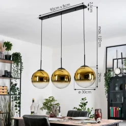 Gastor Suspension, Boule lumineuse, Suspension Or, Clair, 3 lumières