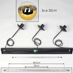 Gastor Suspension, Boule lumineuse, Suspension Or, Clair, 3 lumières