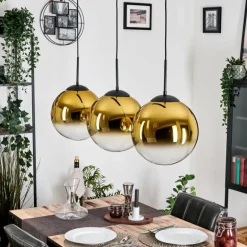 Gastor Suspension, Boule lumineuse, Suspension Or, Clair, 3 lumières