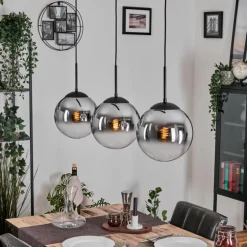 Gastor Suspension, Boule lumineuse, Suspension Chrome, Clair, Fumé, 3 lumières
