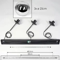 Gastor Suspension, Boule lumineuse, Suspension Chrome, Clair, Fumé, 3 lumières
