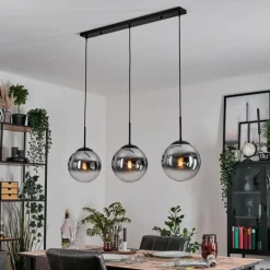 Gastor Suspension, Boule lumineuse, Suspension Chrome, Clair, Fumé, 3 lumières
