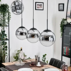 Gastor Suspension, Boule lumineuse, Suspension Chrome, Clair, Fumé, 3 lumières