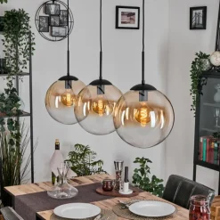 Gastor Suspension, Boule lumineuse, Suspension Ambre, Clair, 3 lumières