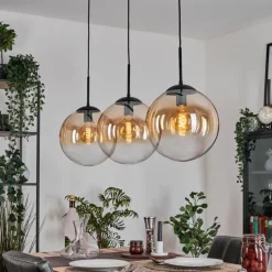 Gastor Suspension, Boule lumineuse, Suspension Ambre, Clair, 3 lumières