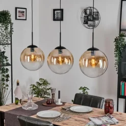 Gastor Suspension, Boule lumineuse, Suspension Ambre, Clair, 3 lumières