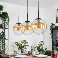 Gastor Suspension, Boule lumineuse, Suspension Ambre, Clair, 3 lumières