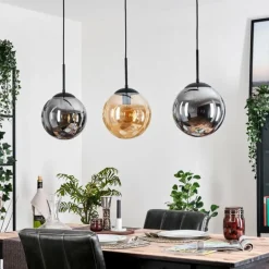 Gastor Suspension, Boule lumineuse, Suspension Ambre, Fumé, 3 lumières
