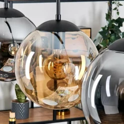 Gastor Suspension, Boule lumineuse, Suspension Ambre, Fumé, 3 lumières