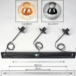 Gastor Suspension, Boule lumineuse, Suspension Ambre, Fumé, 3 lumières