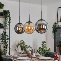 Gastor Suspension, Boule lumineuse, Suspension Ambre, Fumé, 3 lumières