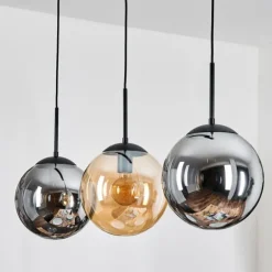 Gastor Suspension, Boule lumineuse, Suspension Ambre, Fumé, 3 lumières