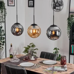 Gastor Suspension, Boule lumineuse, Suspension Ambre, Fumé, 3 lumières