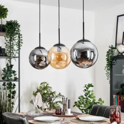 Gastor Suspension, Boule lumineuse, Suspension Ambre, Fumé, 3 lumières