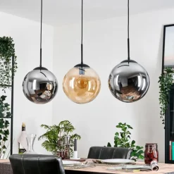 Gastor Suspension, Boule lumineuse, Suspension Ambre, Fumé, 3 lumières