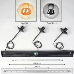 Gastor Suspension, Boule lumineuse, Suspension Ambre, Fumé, 3 lumières