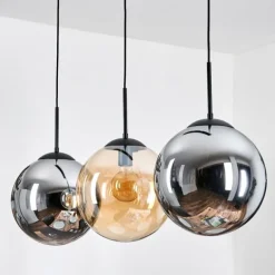 Gastor Suspension, Boule lumineuse, Suspension Ambre, Fumé, 3 lumières