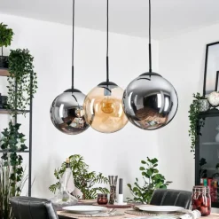 Gastor Suspension, Boule lumineuse, Suspension Ambre, Fumé, 3 lumières