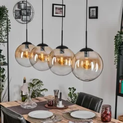 Gastor Suspension, Boule lumineuse, Suspension Ambre, Clair, 4 lumières