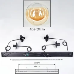 Gastor Suspension, Boule lumineuse, Suspension Ambre, Clair, 4 lumières