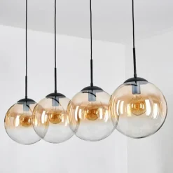 Gastor Suspension, Boule lumineuse, Suspension Ambre, Clair, 4 lumières