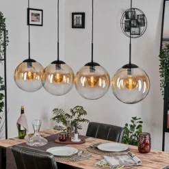 Gastor Suspension, Boule lumineuse, Suspension Ambre, Clair, 4 lumières