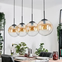 Gastor Suspension, Boule lumineuse, Suspension Ambre, Clair, 4 lumières