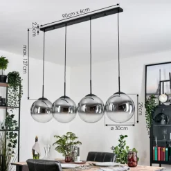Gastor Suspension, Boule lumineuse, Suspension Clair, Fumé, 4 lumières