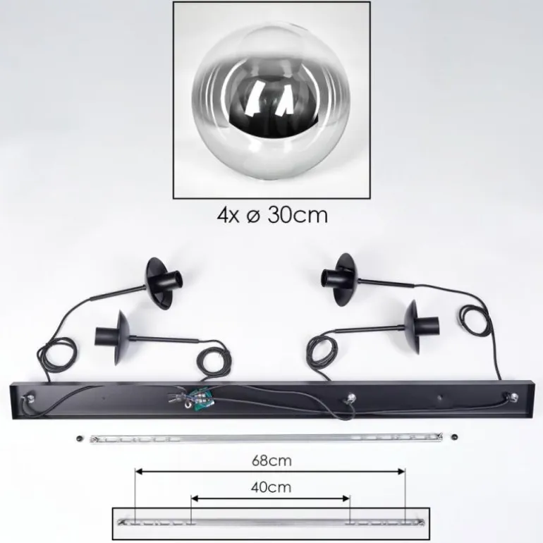 Gastor Suspension, Boule lumineuse, Suspension Clair, Fumé, 4 lumières