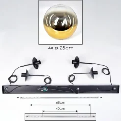 Gastor Suspension, Boule lumineuse, Suspension Or, Clair, 4 lumières