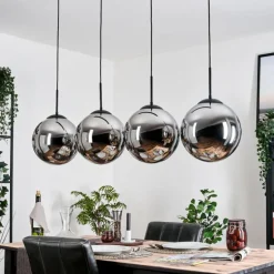 Gastor Suspension, Boule lumineuse, Suspension Chrome, Fumé, 4 lumières