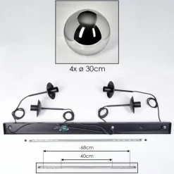 Gastor Suspension, Boule lumineuse, Suspension Chrome, Fumé, 4 lumières