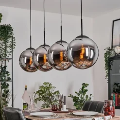 Gastor Suspension, Boule lumineuse, Suspension Chrome, Fumé, 4 lumières