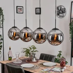 Gastor Suspension, Boule lumineuse, Suspension Chrome, Fumé, 4 lumières
