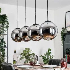Gastor Suspension, Boule lumineuse, Suspension Chrome, Fumé, 4 lumières