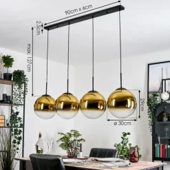 Gastor Suspension, Boule lumineuse, Suspension Or, Clair, 4 lumières