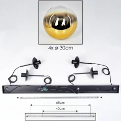 Gastor Suspension, Boule lumineuse, Suspension Or, Clair, 4 lumières