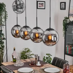 Gastor Suspension, Boule lumineuse, Suspension Chrome, Fumé, 4 lumières