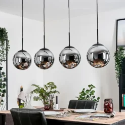 Gastor Suspension, Boule lumineuse, Suspension Chrome, Fumé, 4 lumières