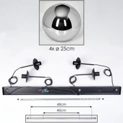 Gastor Suspension, Boule lumineuse, Suspension Chrome, Fumé, 4 lumières