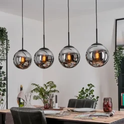 Gastor Suspension, Boule lumineuse, Suspension Chrome, Fumé, 4 lumières