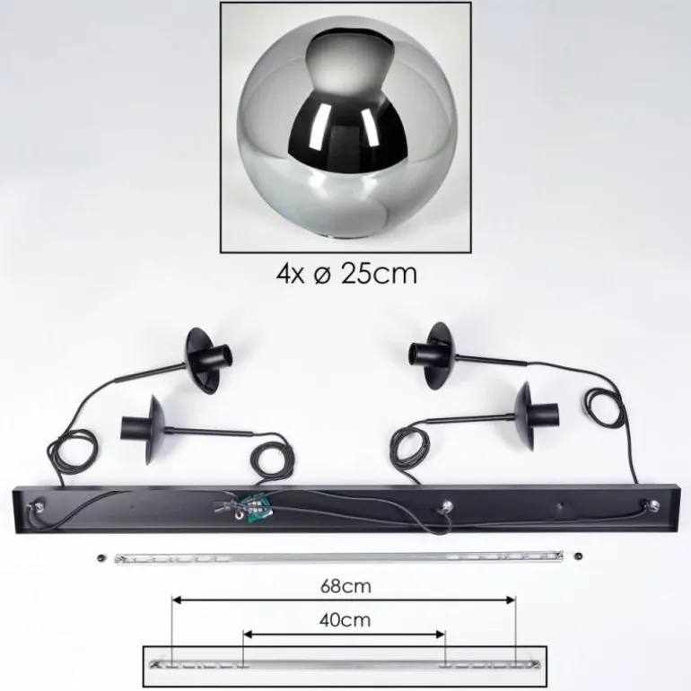 Gastor Suspension, Boule lumineuse, Suspension Fumé, 4 lumières