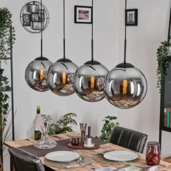 Gastor Suspension, Boule lumineuse, Suspension Chrome, Fumé, 4 lumières